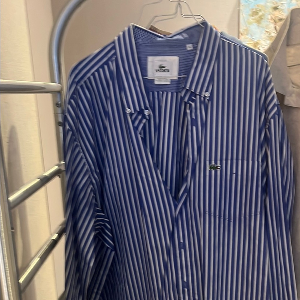 Lacoste Men's Blue Striped Shirt